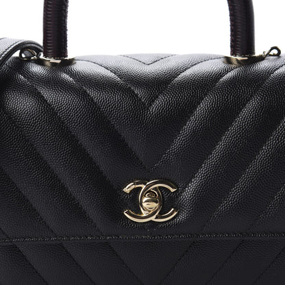 Chanel Caviar Lizard Chevron Quilted Mini Coco Handle Flap Black 16 of 17