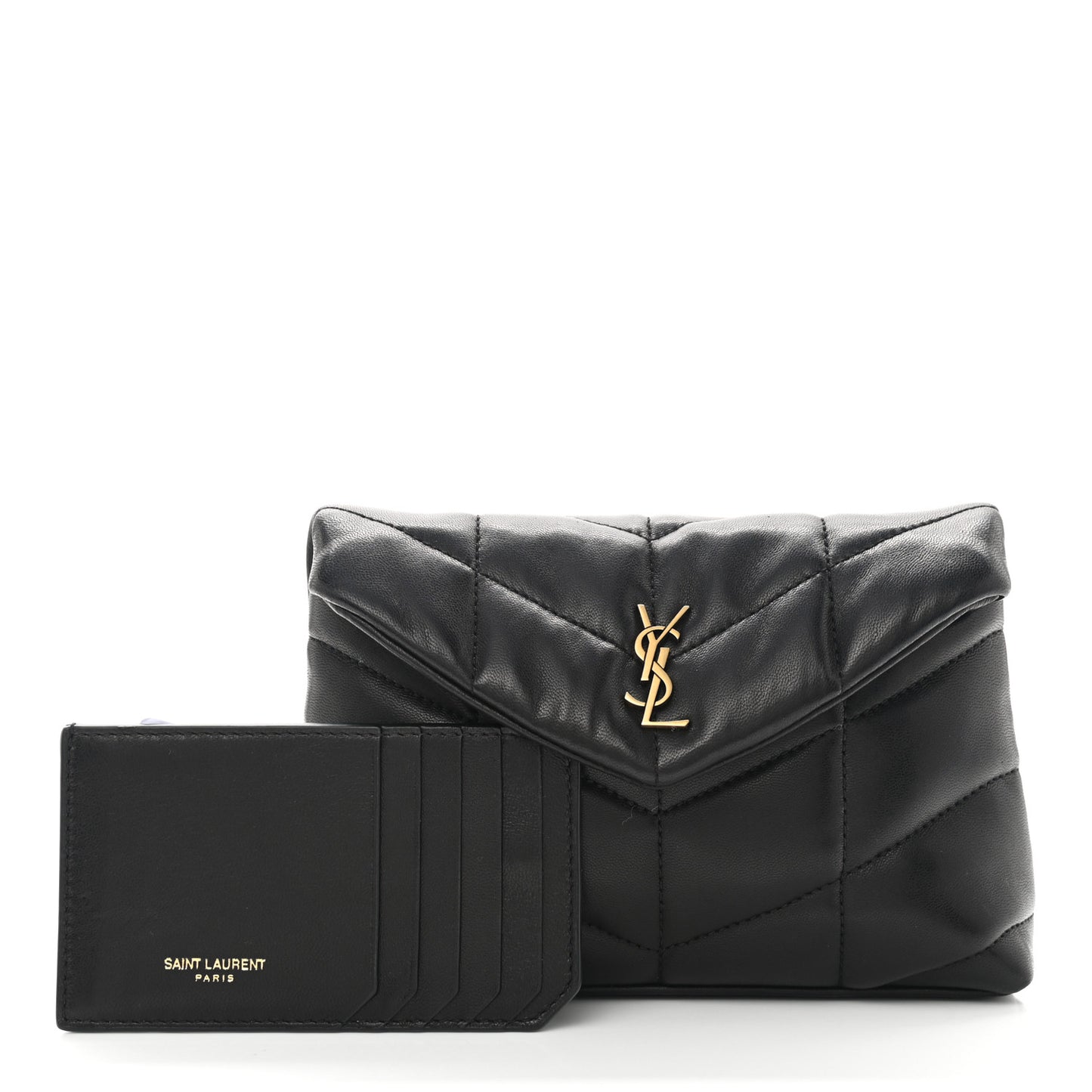 Lambskin Monogram Loulou Puffer Pouch Clutch Black