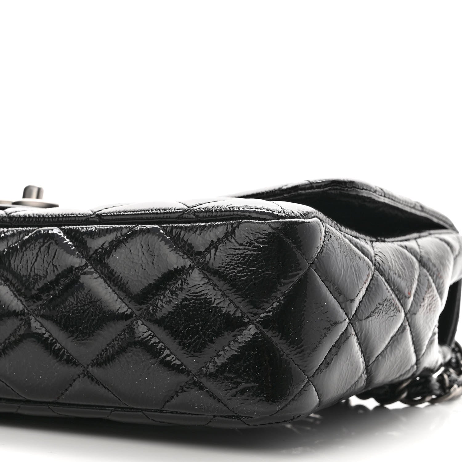 Chanel Crinkled Patent Quilted Jumbo Single Flap Black 10 of 11