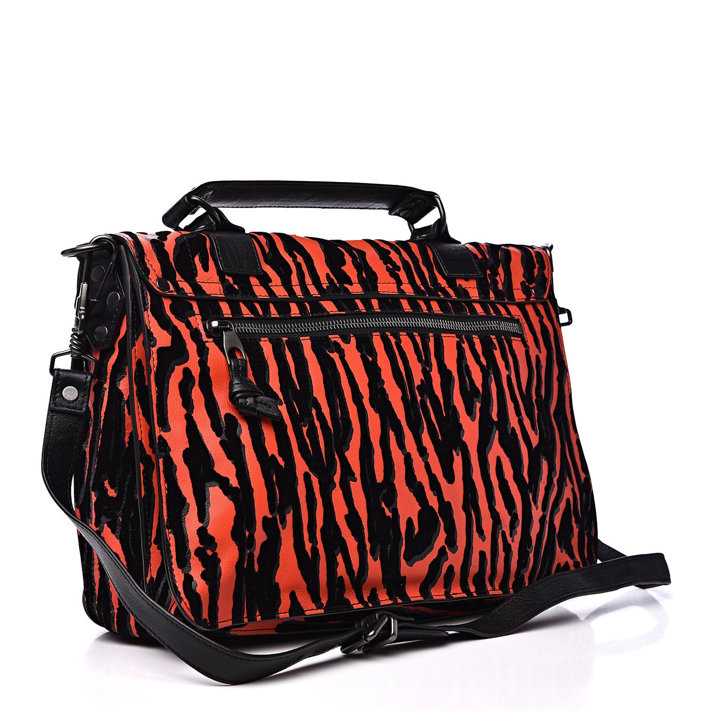 Lambskin Velvet Medium Woodgrain PS1 Satchel Black Crimson