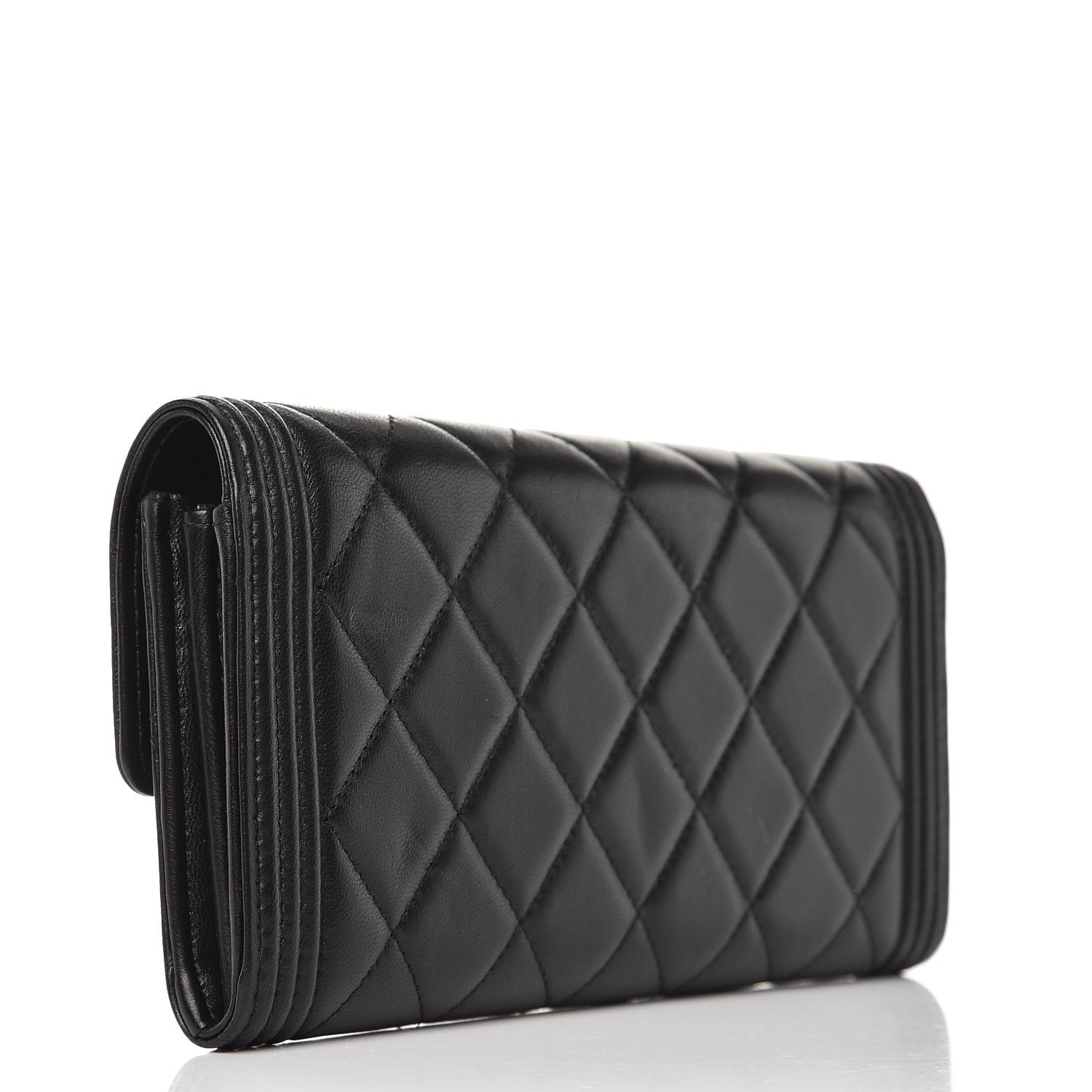 Chanel Lambskin Quilted Boy Large Gusset Flap Wallet Black 3 of 8