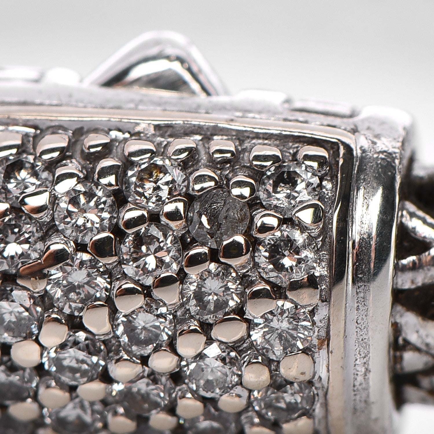 John Hardy Sterling Silver 18K Gold Pave Diamond Medium Classic Chain Station Clasp Bracelet 6 of 6