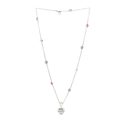 Gucci Sterling Silver Cubic Zirconia Blind For Love Pendant Necklace Pink Blue 3 of 5