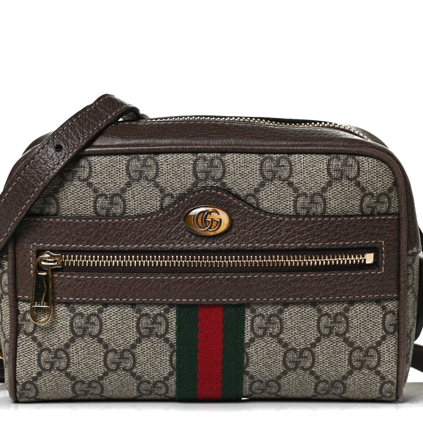 GG Supreme Monogram Web Mini Ophidia Shoulder Bag Brown