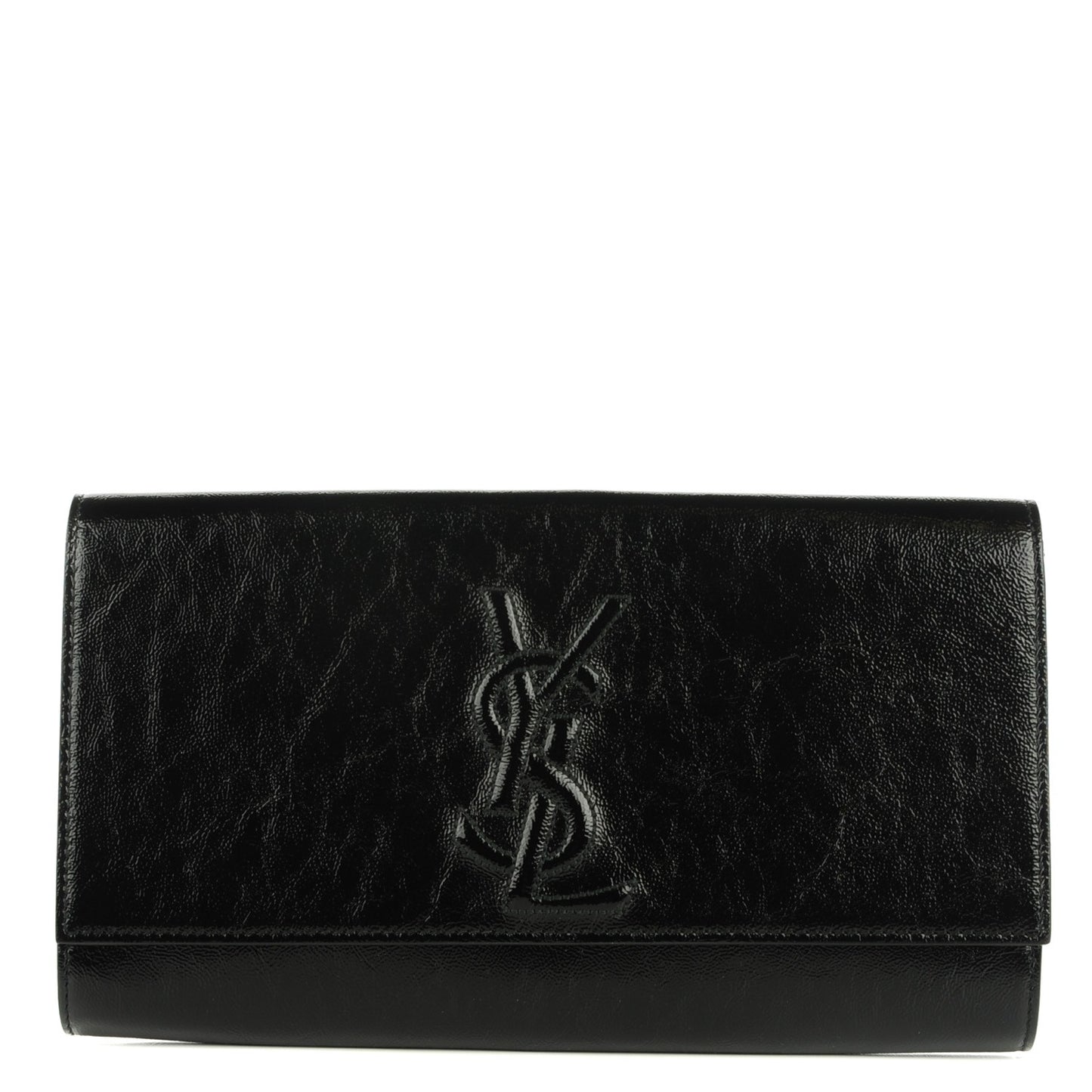 Textured Patent Monogram Large Belle De Jour Clutch Black
