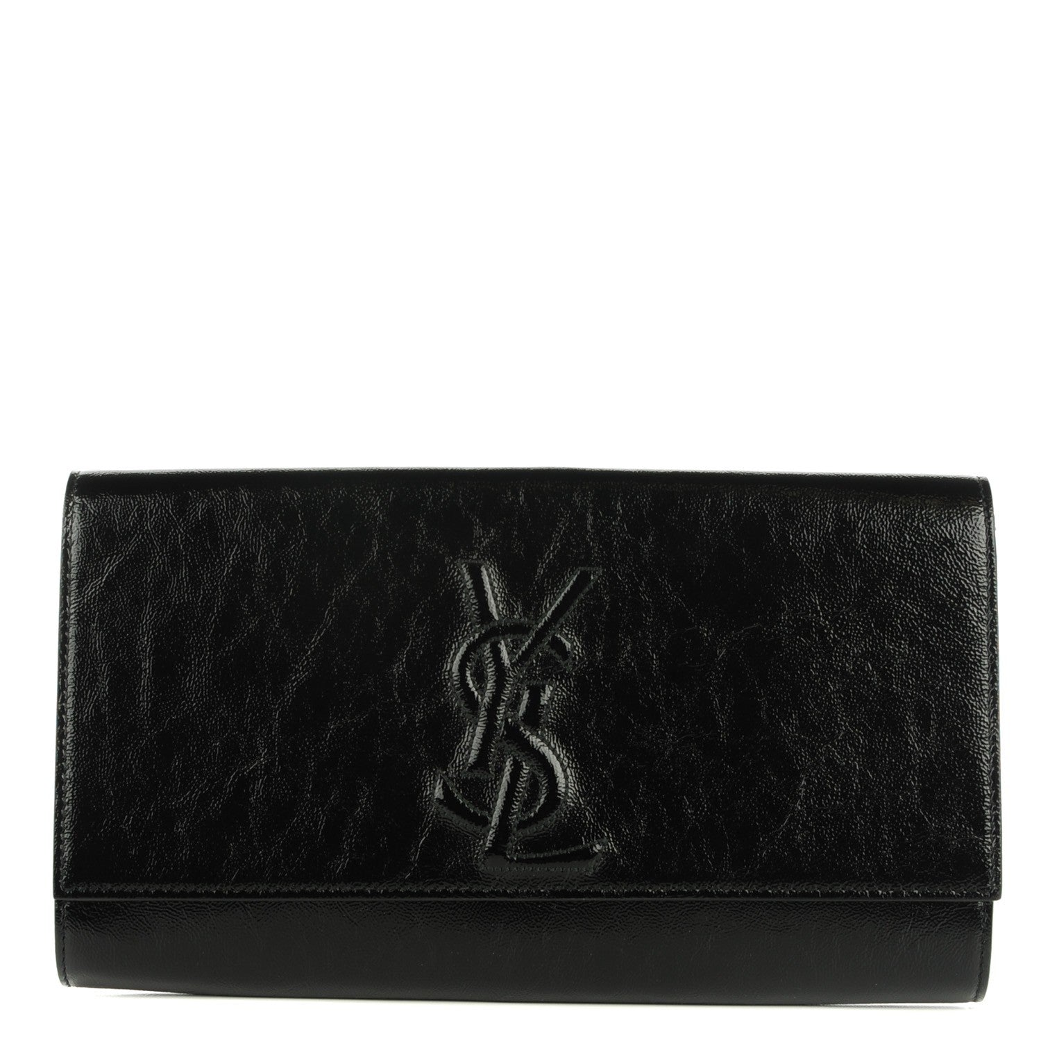 Saint Laurent Textured Patent Monogram Large Belle De Jour Clutch Black 1 of 7