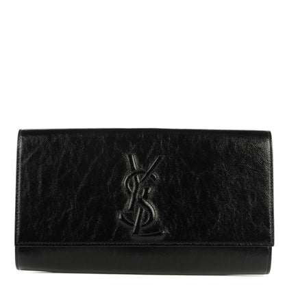 Saint Laurent Textured Patent Monogram Large Belle De Jour Clutch Black 1 of 7