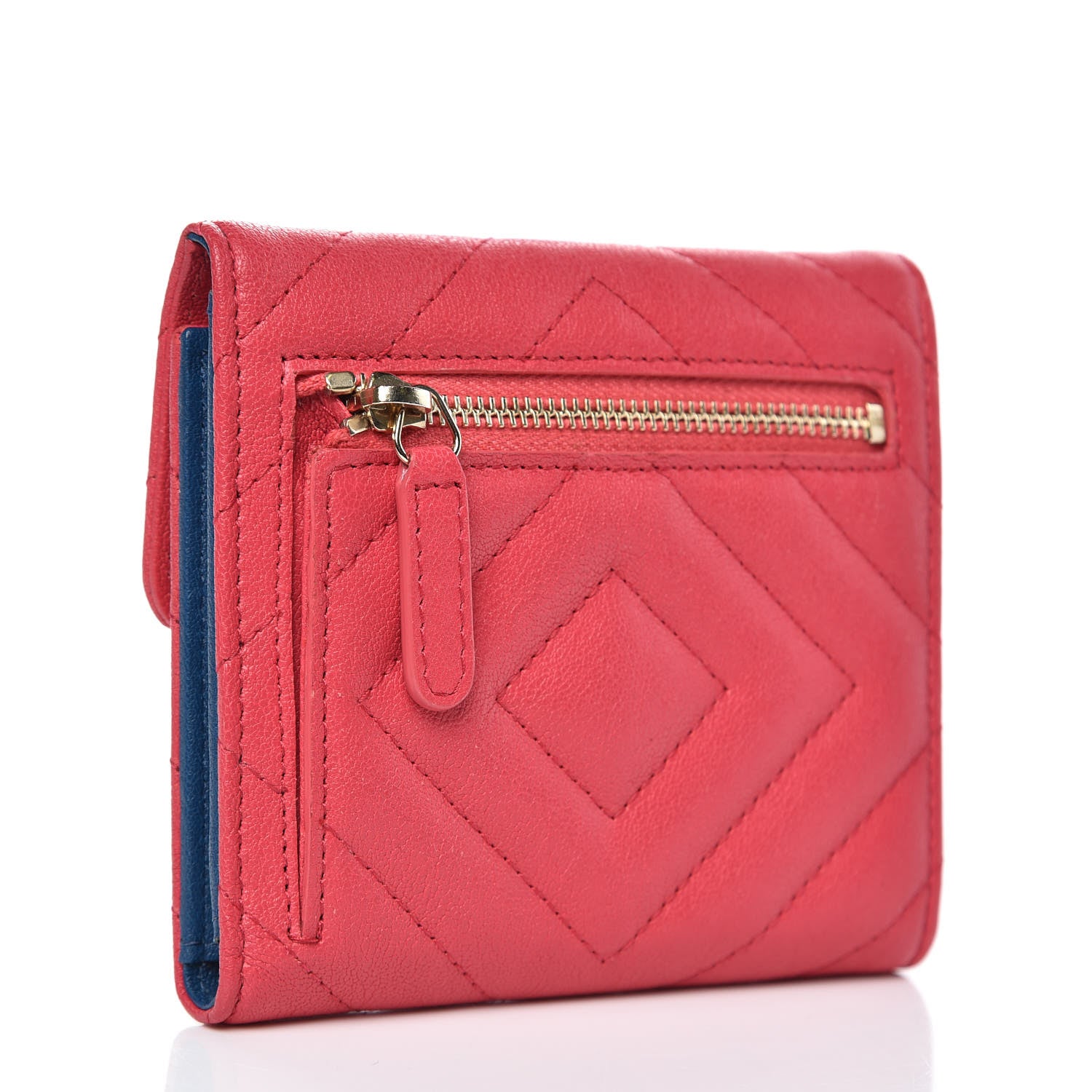 Chanel Sheepskin Chevron Quilted Reissue Compact Wallet Light Red 3 of 9