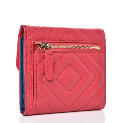 Chanel Sheepskin Chevron Quilted Reissue Compact Wallet Light Red 3 of 9