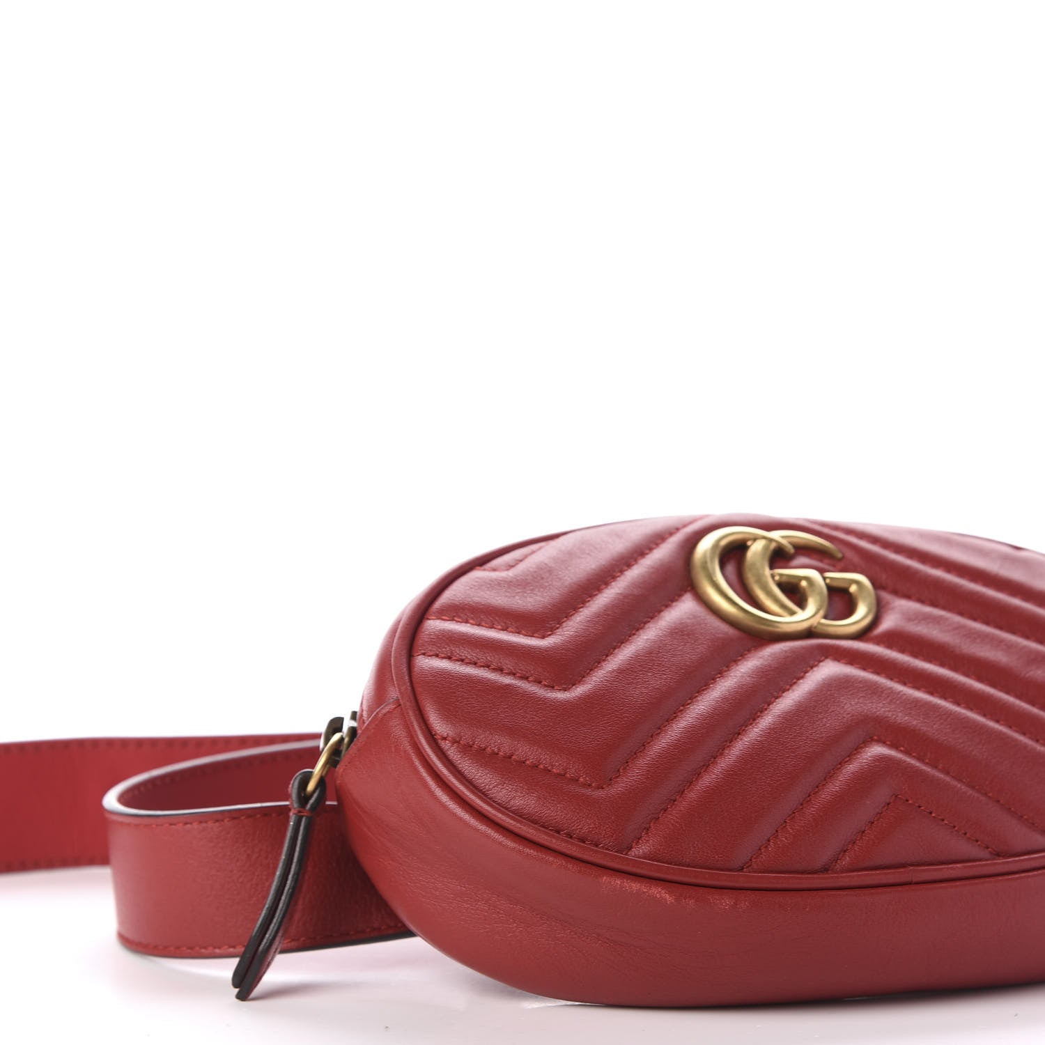 Gucci Calfskin Matelasse GG Marmont Belt Bag 75 30 Hibiscus Red 6 of 12