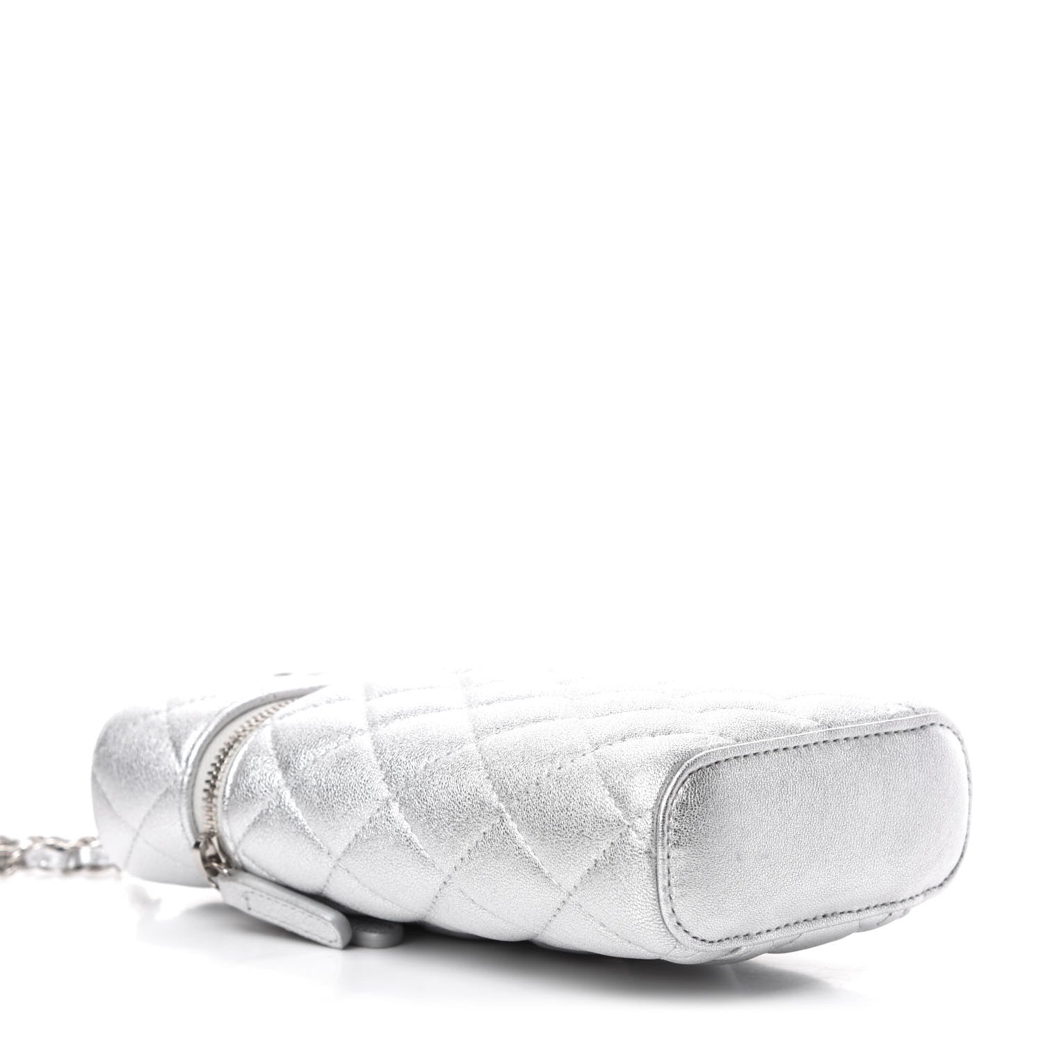 Chanel Metallic Lambskin Quilted Phone Holder With Chain Silver 4 of 10