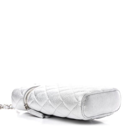 Chanel Metallic Lambskin Quilted Phone Holder With Chain Silver 4 of 10