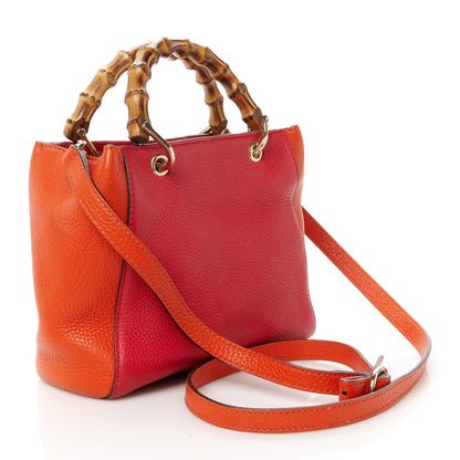 Gucci Calfskin Mini Bamboo Shopper Tote Fuchsia Orange 3 of 13
