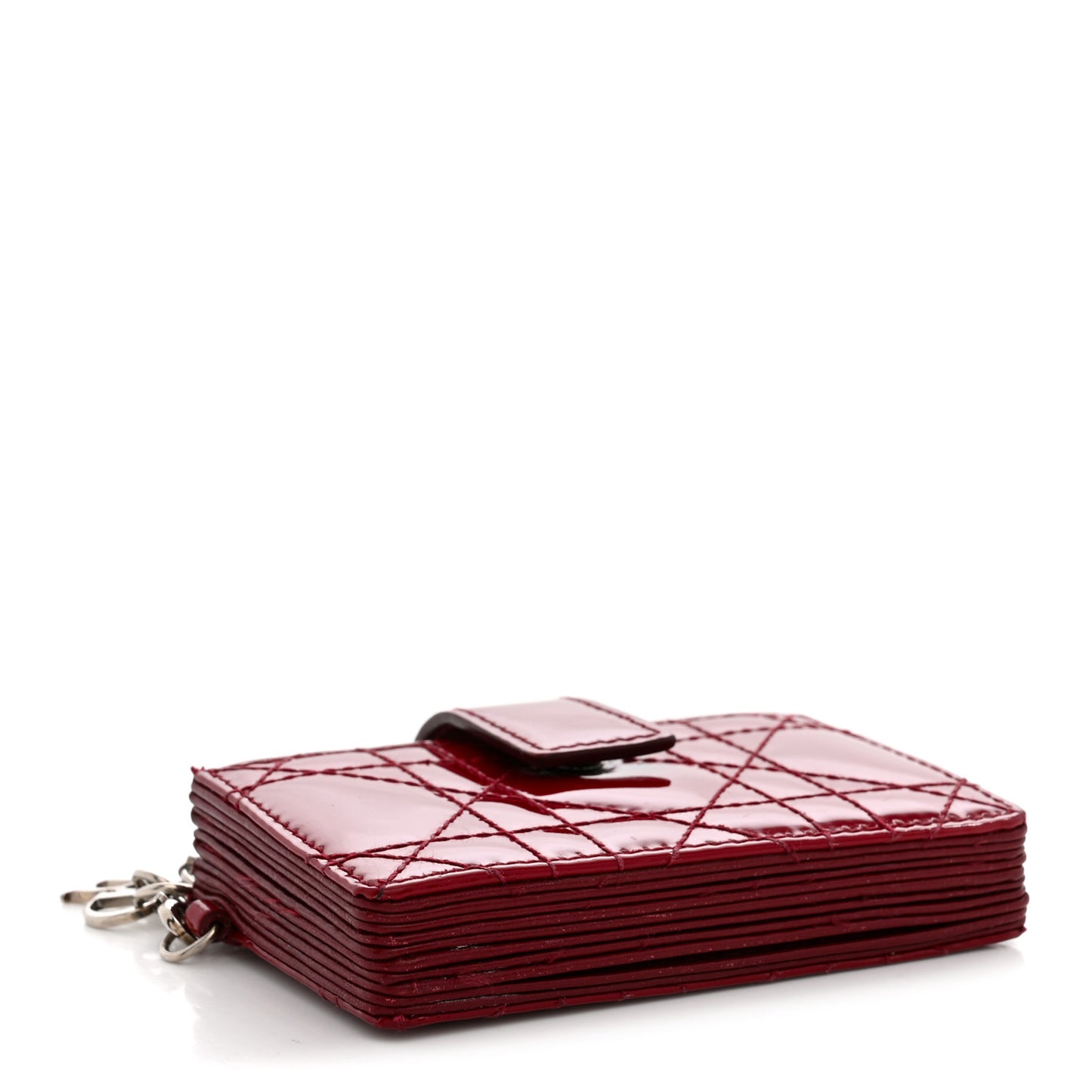 Patent Cannage Lady Dior 5-Gusset Card Holder Rouge