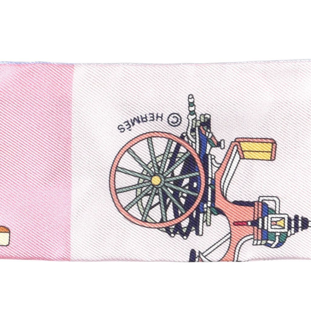 Hermes Silk Les Voitures Exquises Twilly Bleu Rose Vert 3 of 4