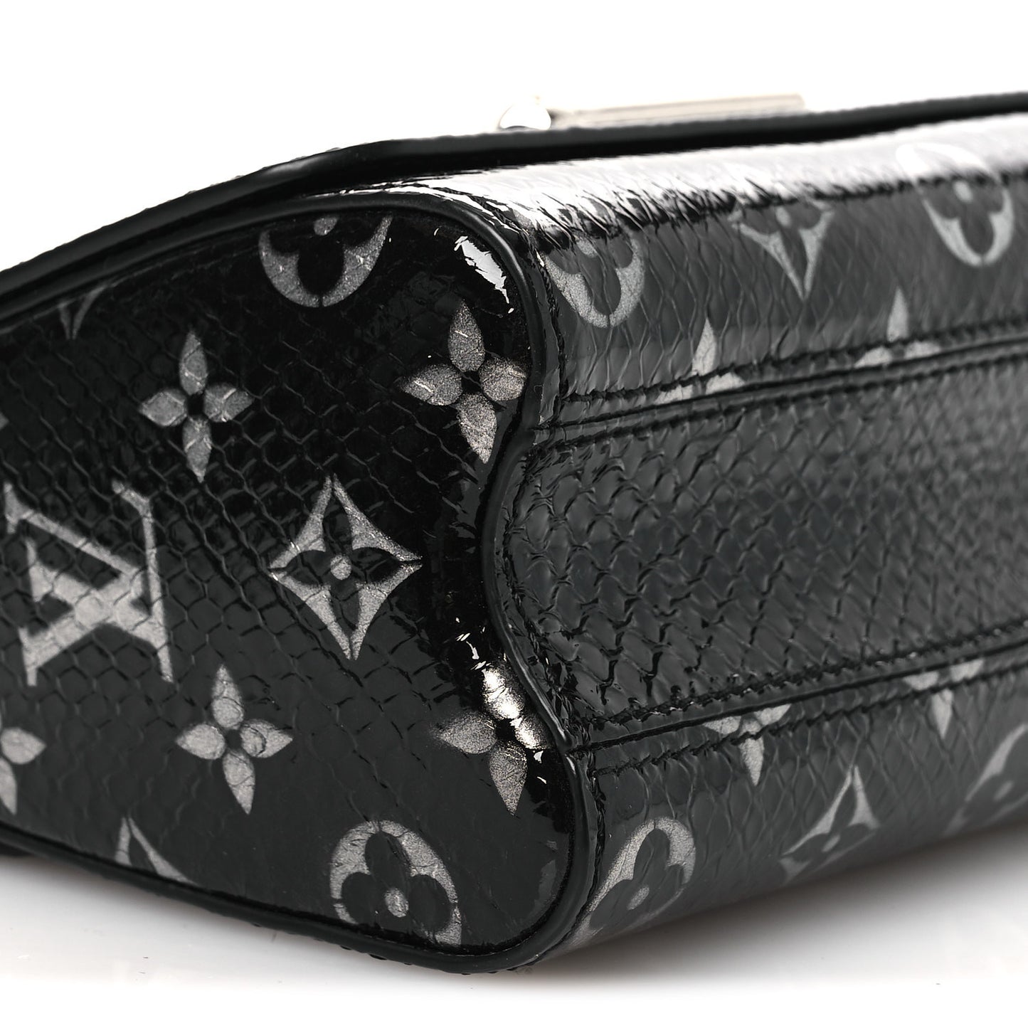 Snakeskin Monogram Twist Shoulder Bag PM Black