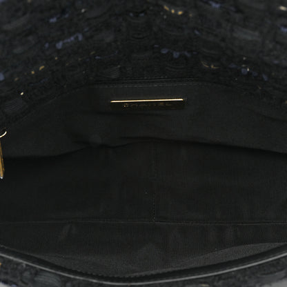 Chanel Tweed Quilted Large Chanel 19 Flap Black Navy Gold 5 of 8