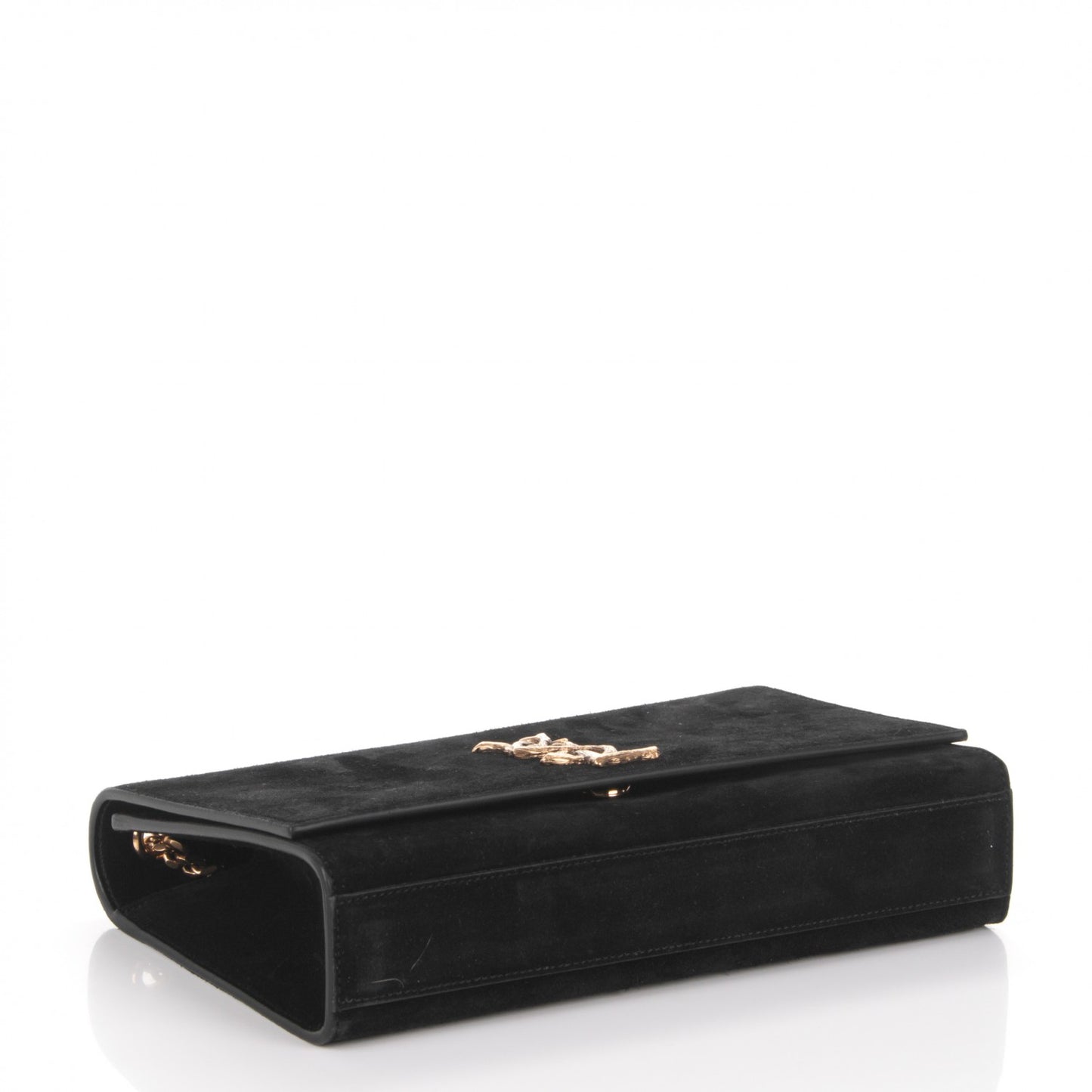Suede Medium Classic Monogram Kate Satchel Black