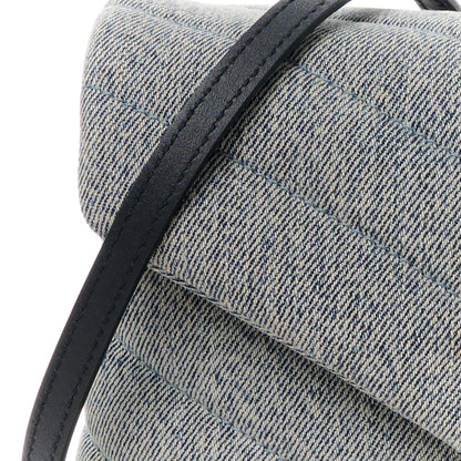 Saint Laurent Denim Y Quilted Monogram Toy Loulou Crossbody Bag Grey 10 of 14