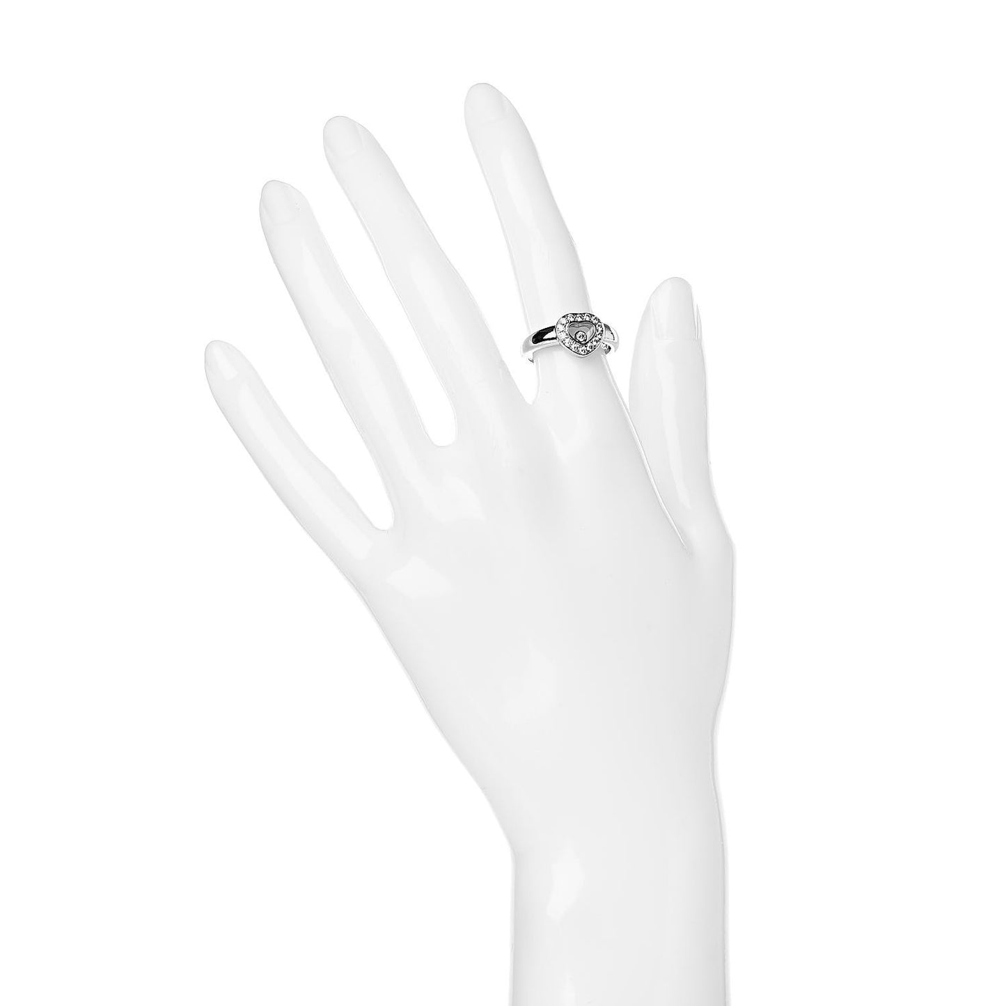 18K White Gold Diamond Happy Diamonds Heart Ring 52 6