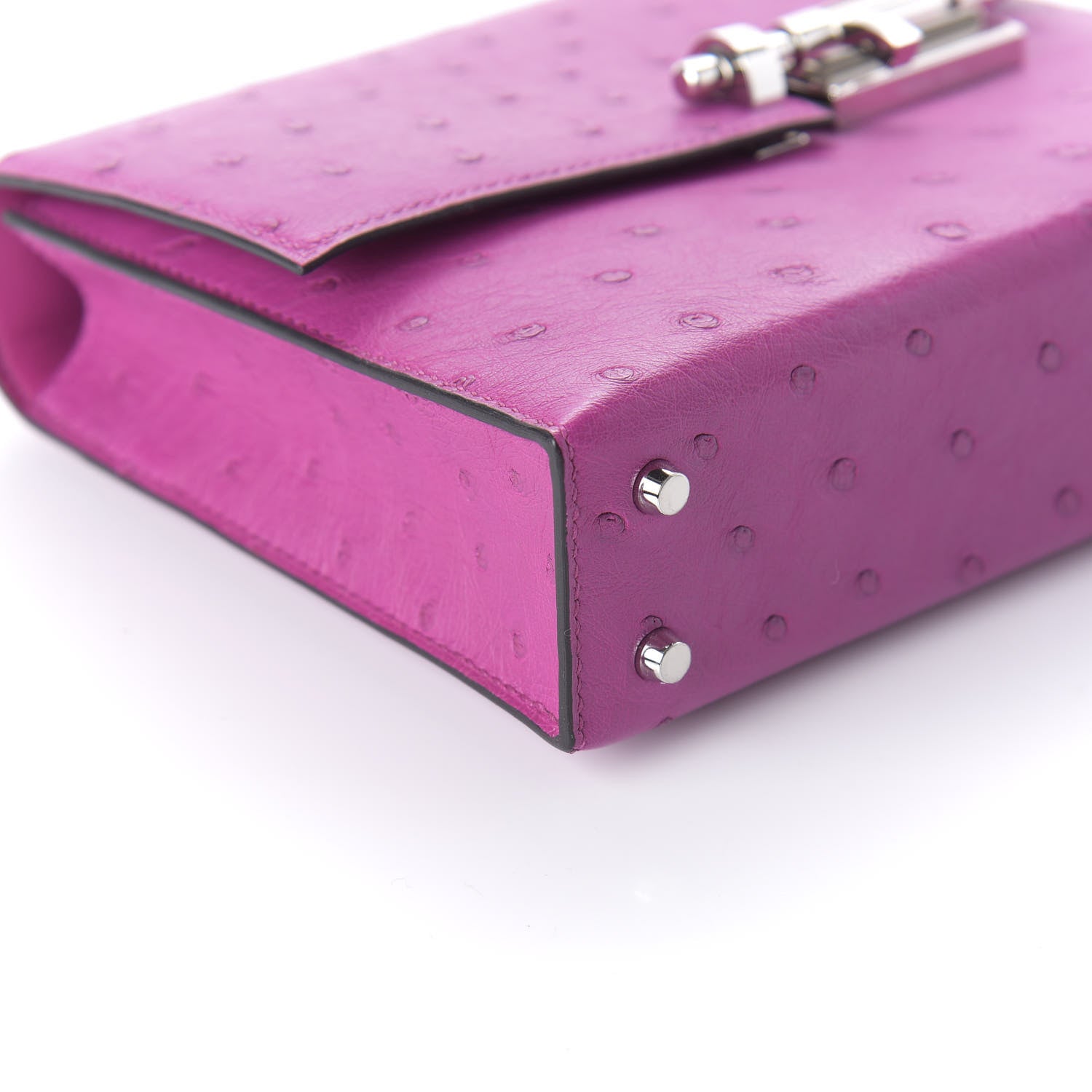 Hermes Ostrich Mini Verrou Chaine Bag Rose Pourpre 6 of 10