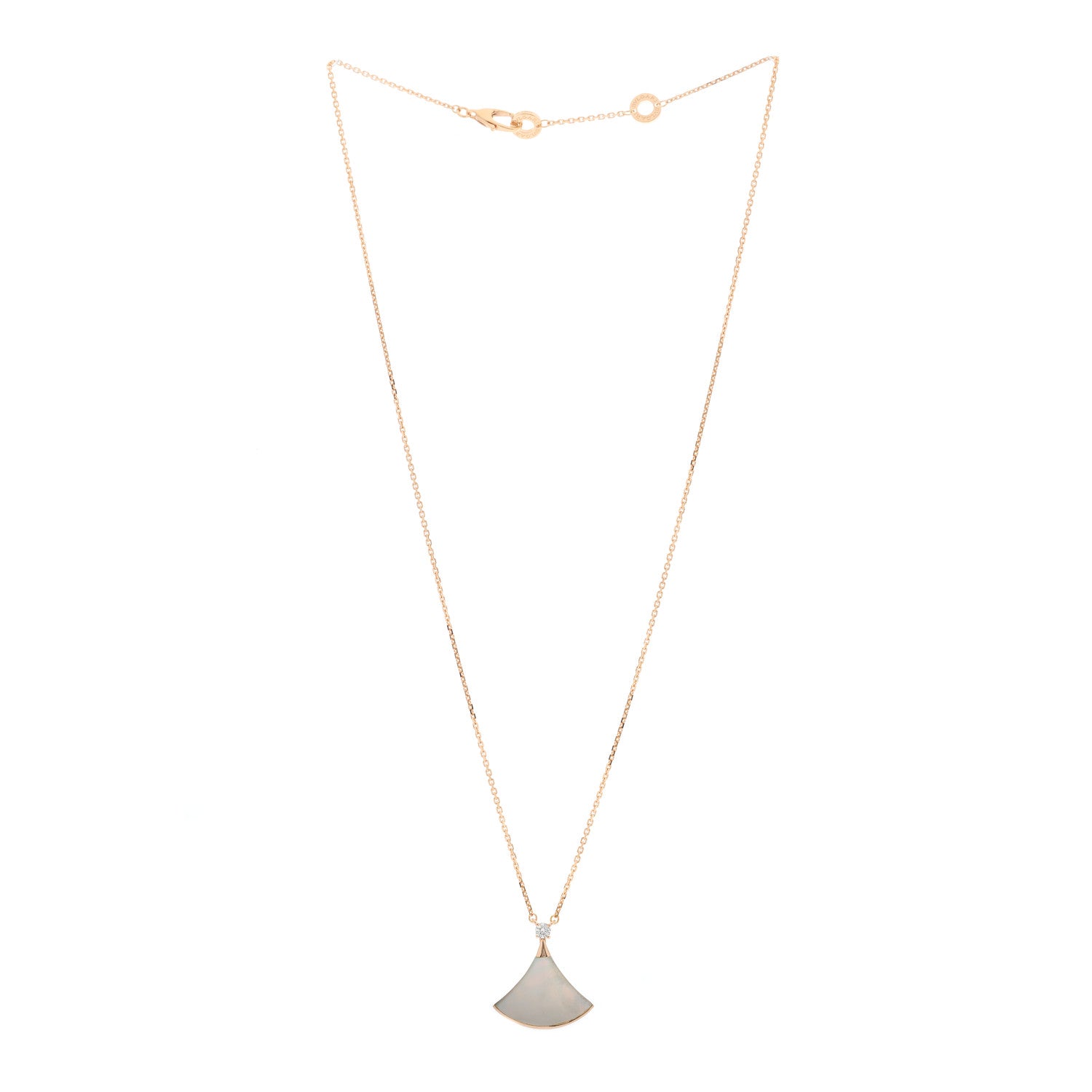 Bulgari 18K Rose Gold Diamond Mother of Pearl Divas' Dream Pendant Necklace 2 of 5