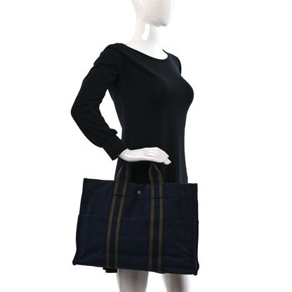 Hermes Canvas Herline GM Tote Navy 2 of 8