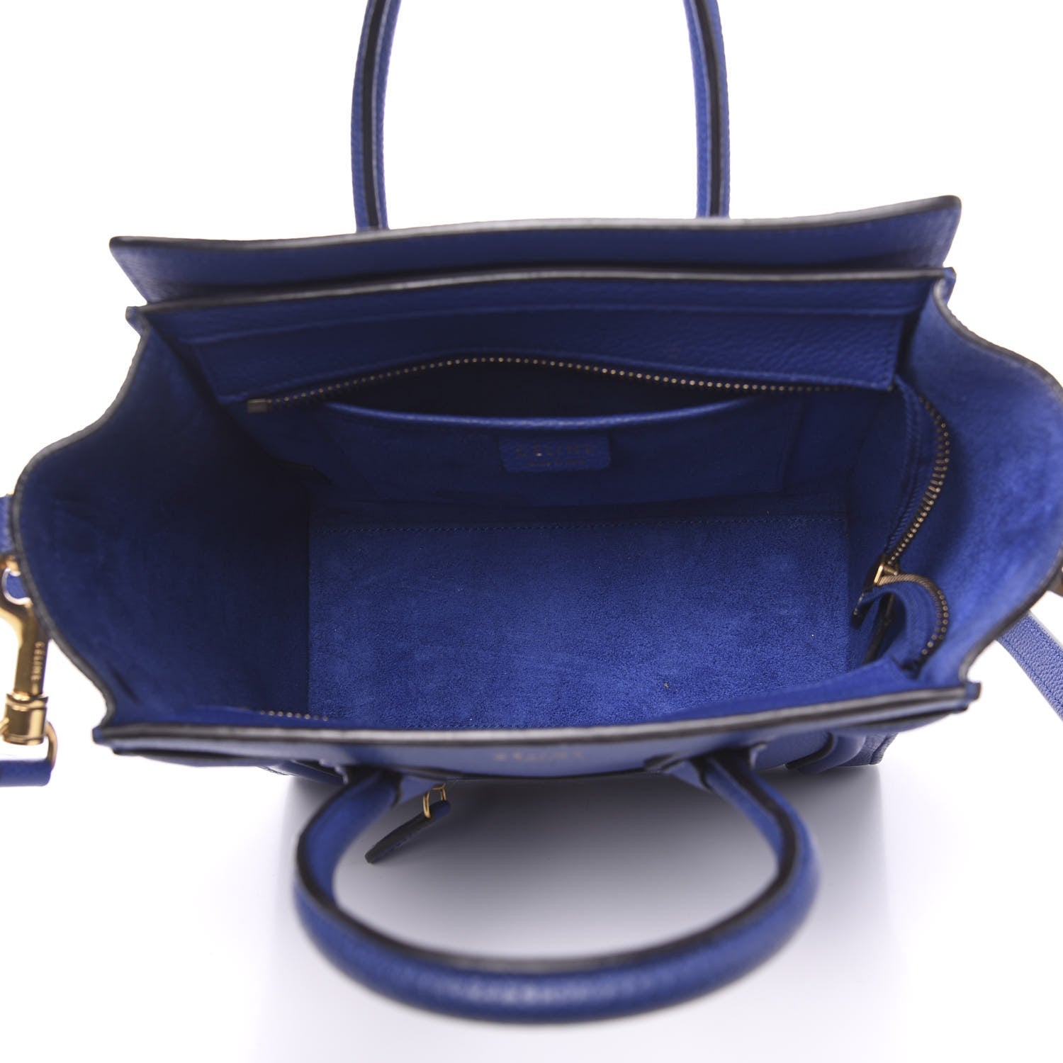 Celine Drummed Calfskin Nano Luggage Indigo 4 of 8