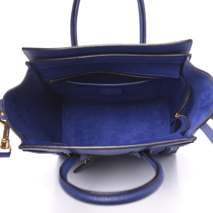Celine Drummed Calfskin Nano Luggage Indigo 4 of 8