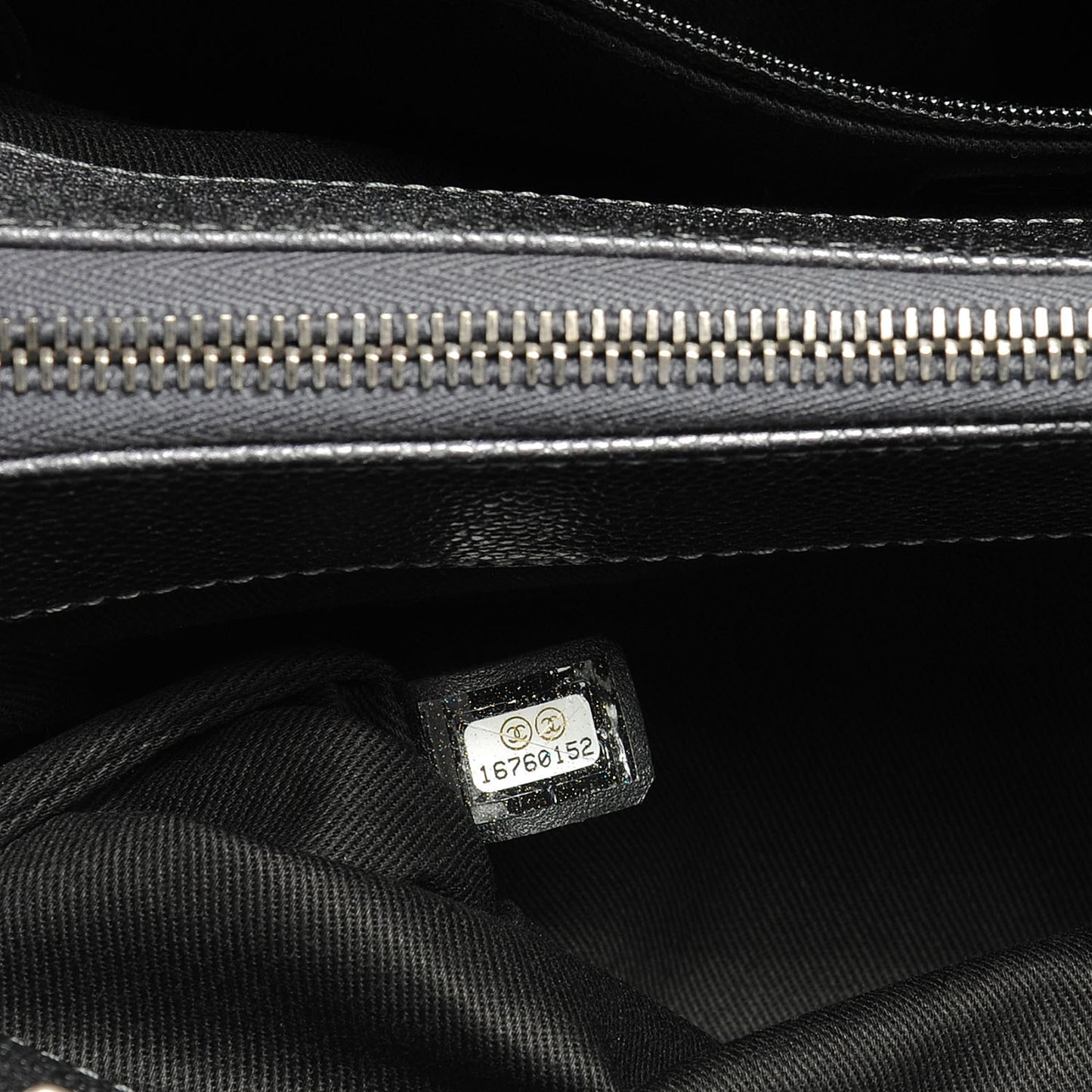 Caviar Timeless CC Large Zip Shopping Tote Dark Silver