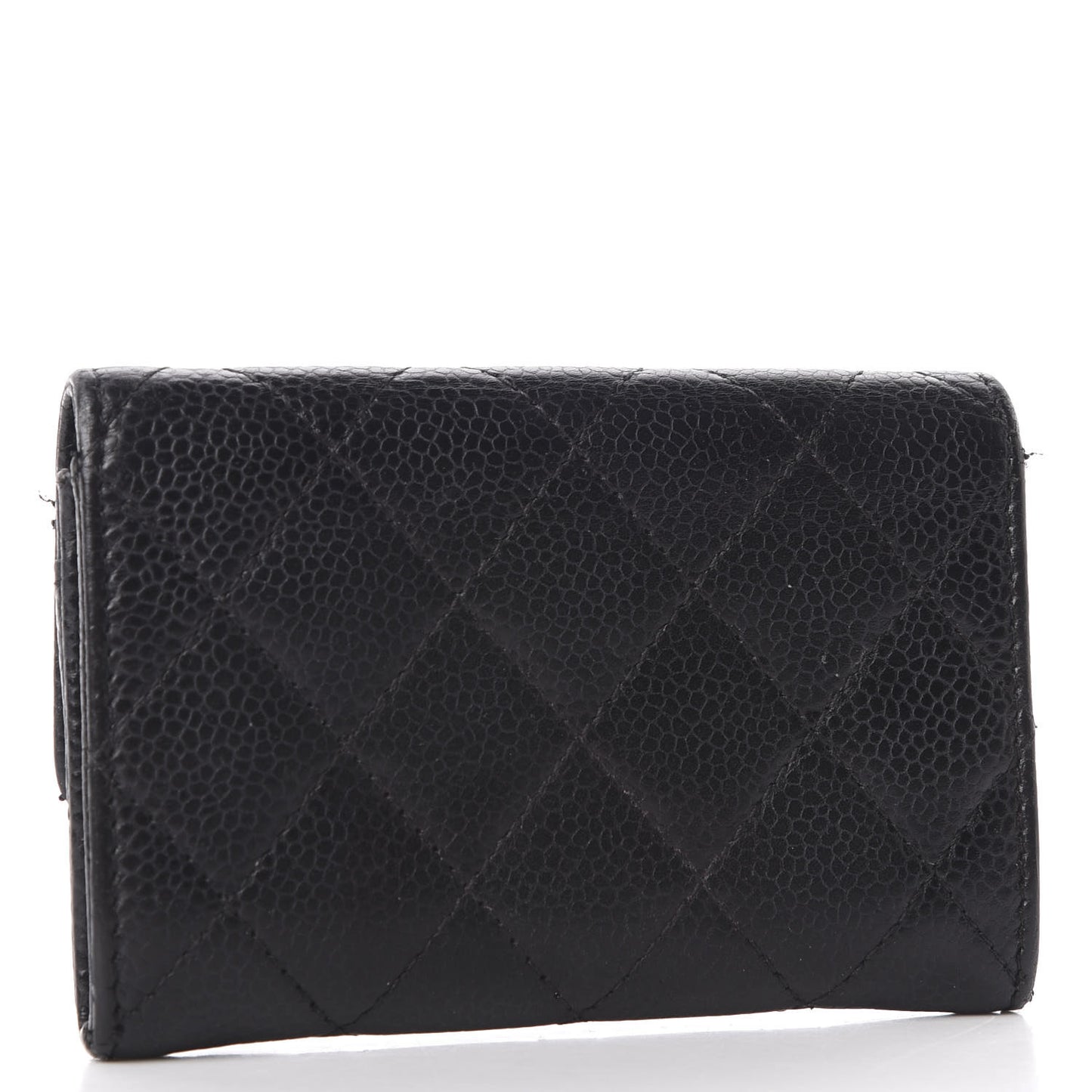 Caviar Quilted Flap Card Holder Black