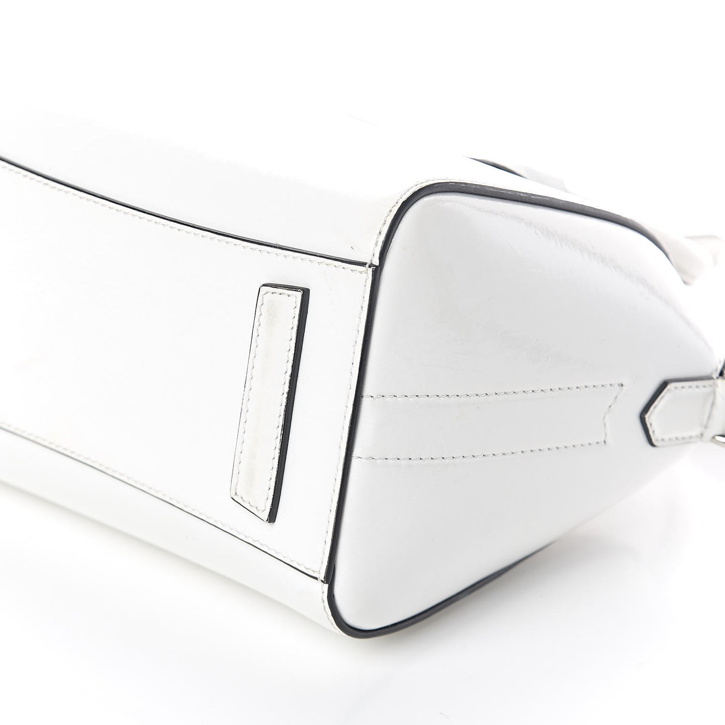 Crinkled Patent Calfskin Mini Antigona White