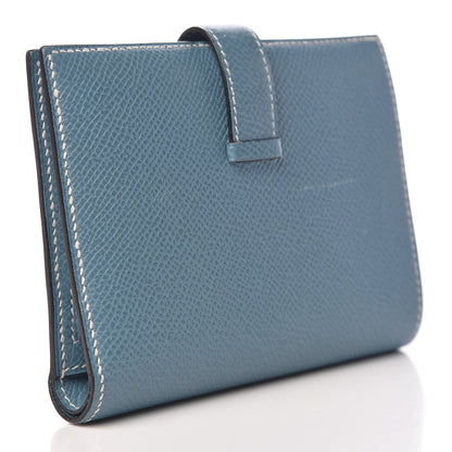 Hermes Epsom Bearn Compact Wallet Blue Jean 3 of 9