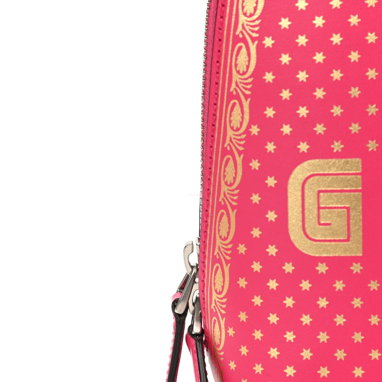 Gucci X SEGA Calfskin GUCCY Stars Mini Dome Shoulder Bag Violet Fuxia Gold 11 of 12