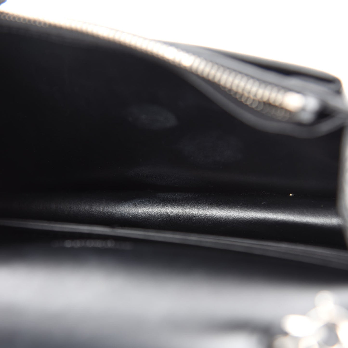 Calfskin Crocodile Embossed Monogram Sunset Top Handle Chain Wallet Black