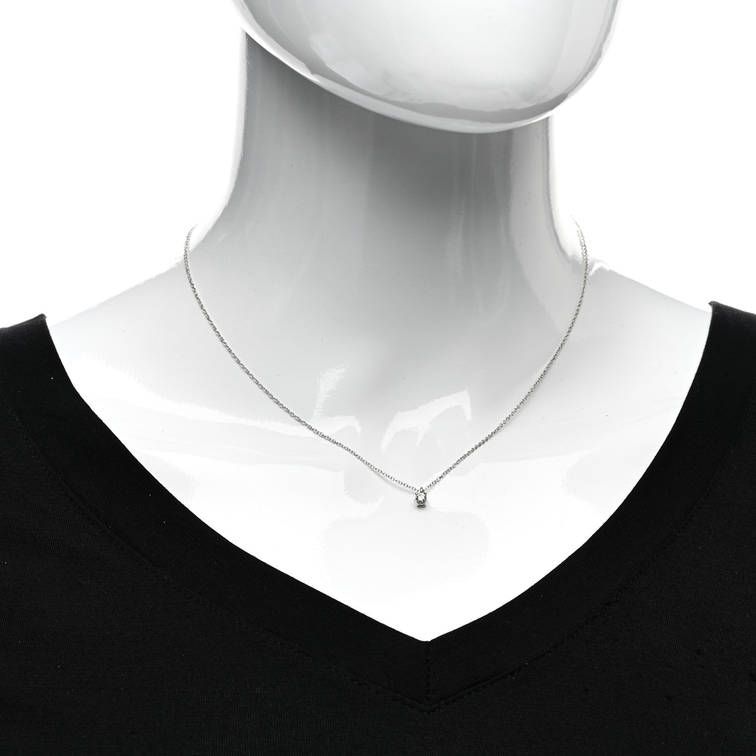 Tiffany Platinum Diamond .12ct Solitaire Pendant Necklace 2 of 4