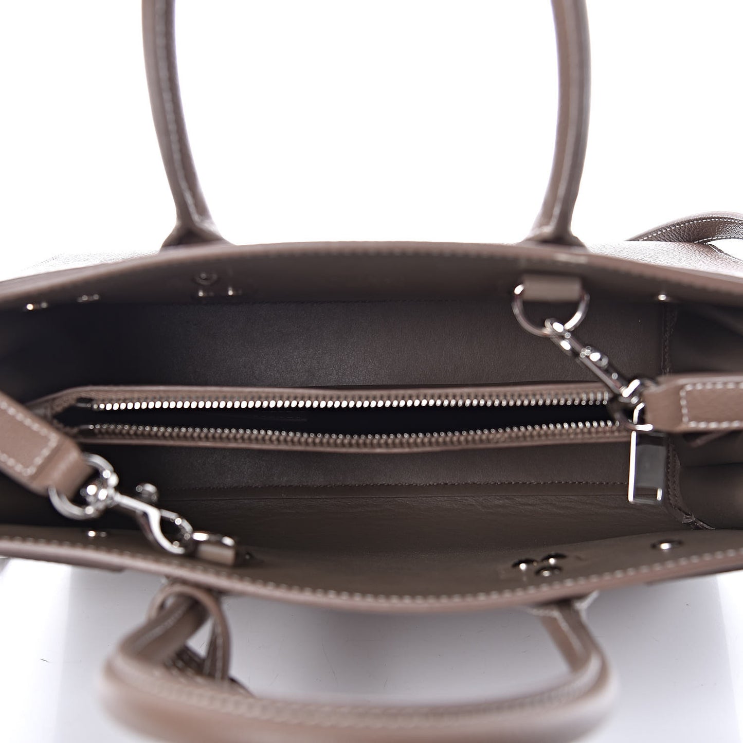 Grained Calfskin Topstich Baby Sac De Jour Taupe