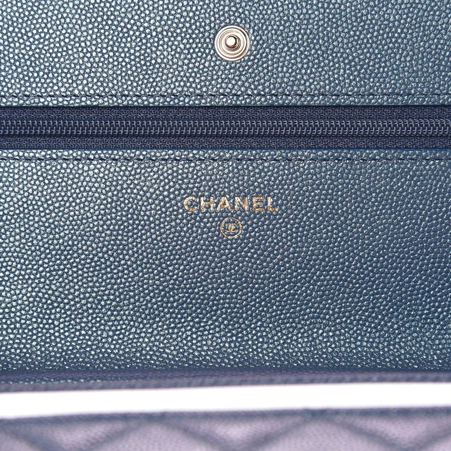 Chanel Iridescent Caviar Quilted Wallet On Chain WOC Dark Blue 6 of 11