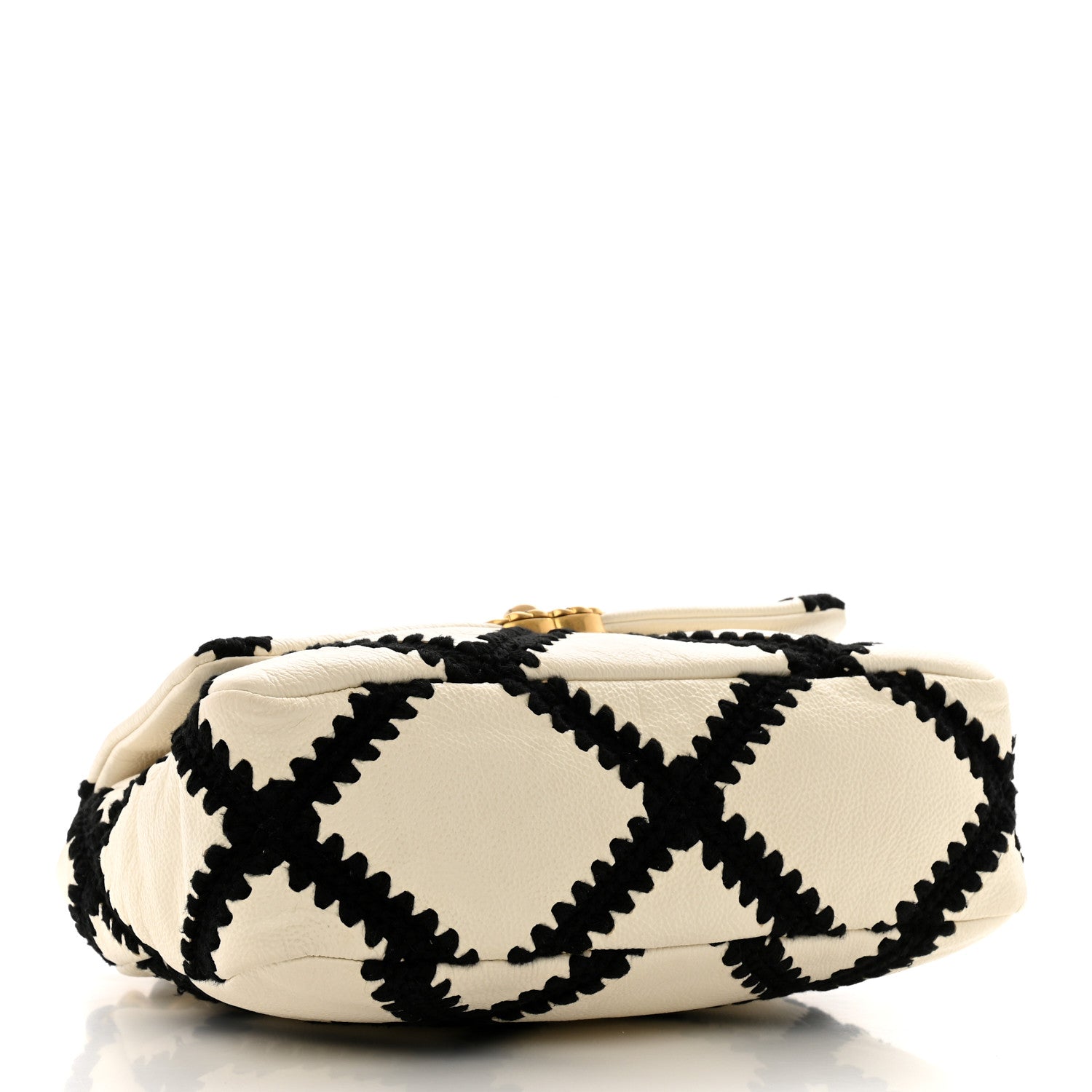 Chanel Calfskin Crochet Medium Chanel 19 Flap White Black 4 of 13