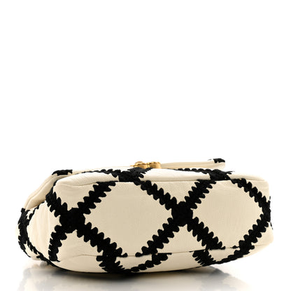 Chanel Calfskin Crochet Medium Chanel 19 Flap White Black 4 of 13