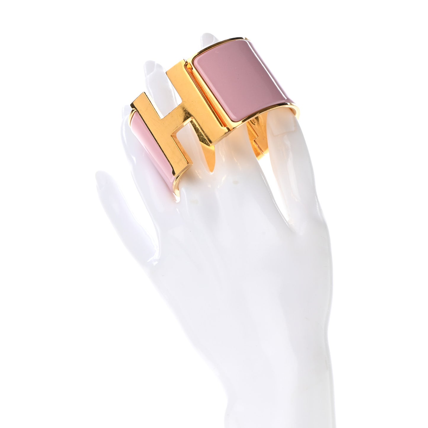 Enamel Extra Wide Clic Clac H Bracelet PM Rose Poudre