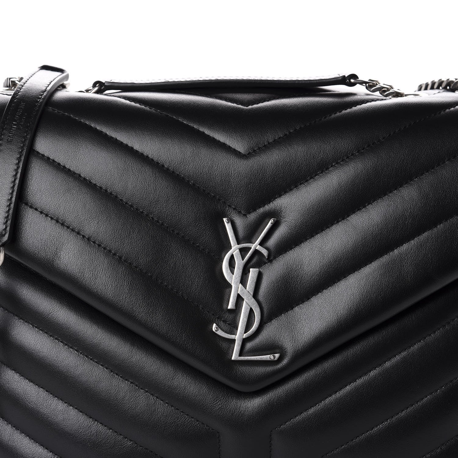 Saint Laurent Calfskin Y Quilted Monogram Medium Loulou Chain Satchel Black 11 of 11