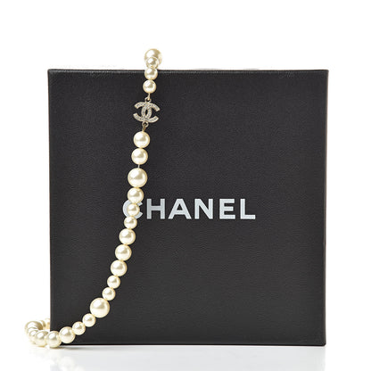 Chanel Graduated Pearl Crystal CC Long Necklace Gold 5 of 5