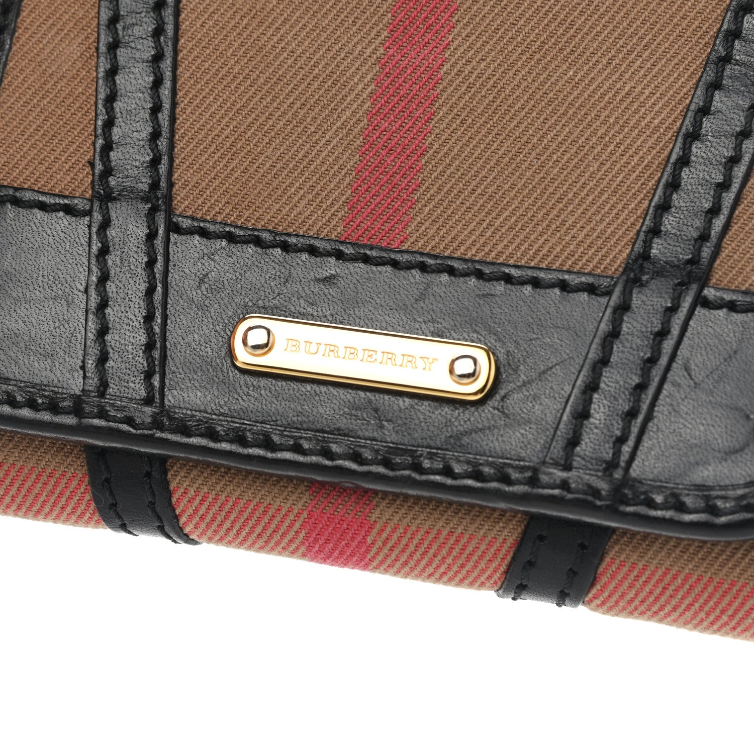 Burberry Bridle Calfskin House Check Medium Leighton Wallet Black 9 of 9