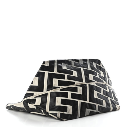Celine Calfskin Logo Patchwork Cabas Black White 4 of 11