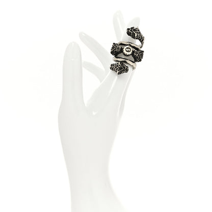 Gucci Metal Pearl Tiger Heads Double Wrap Ring S Silver 2 of 5