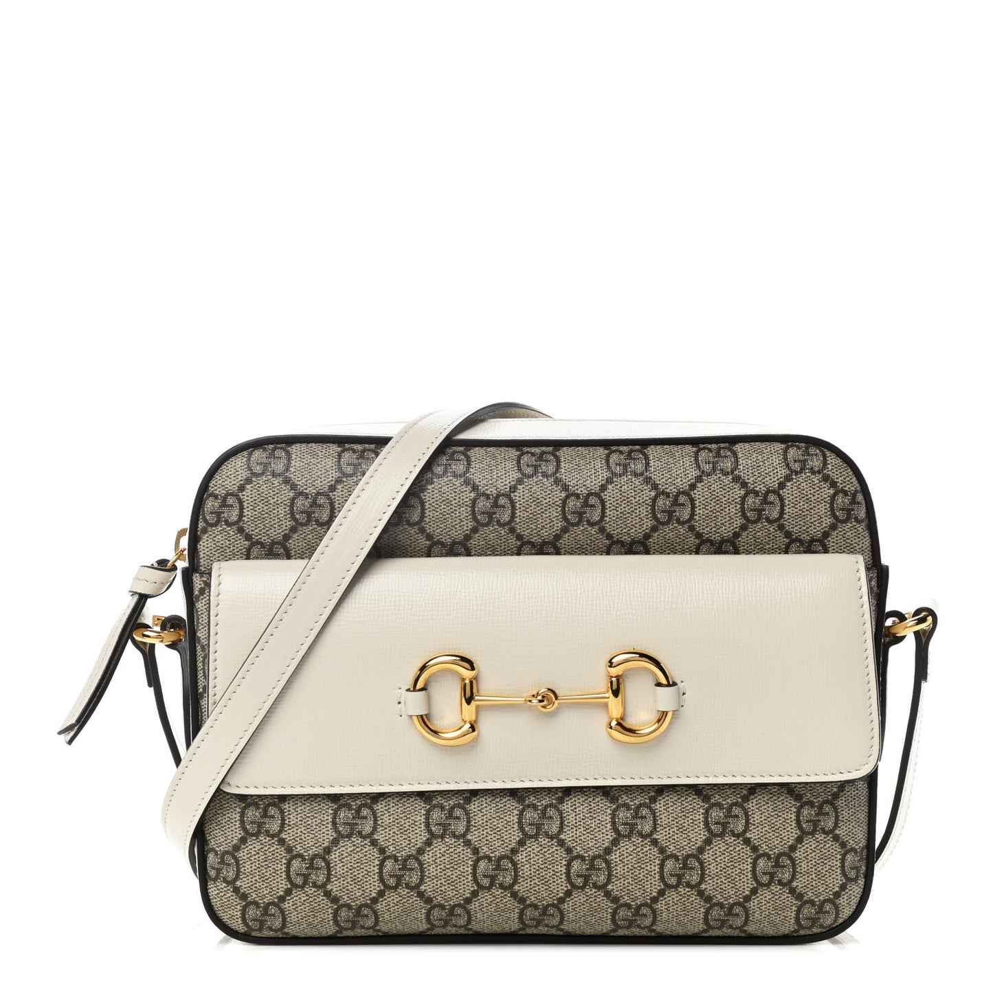 GG Supreme Monogram Small Horsebit 1955 Shoulder Bag Beige Mystic White