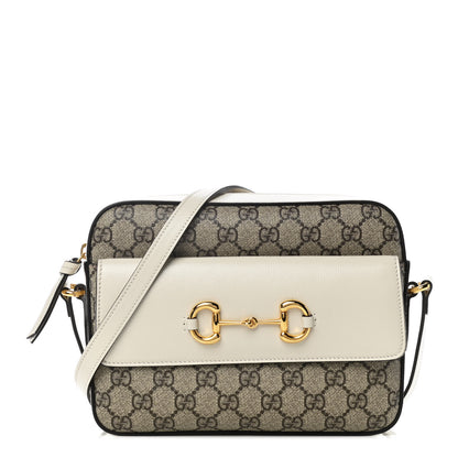 Gucci GG Supreme Monogram Small Horsebit 1955 Shoulder Bag Beige Mystic White 1 of 13