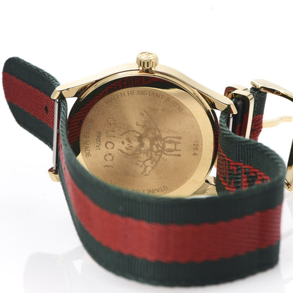 Gucci Stainless Steel Nylon 38mm Le Marche Des Merveilles Bee Quartz Watch Green 5 of 7