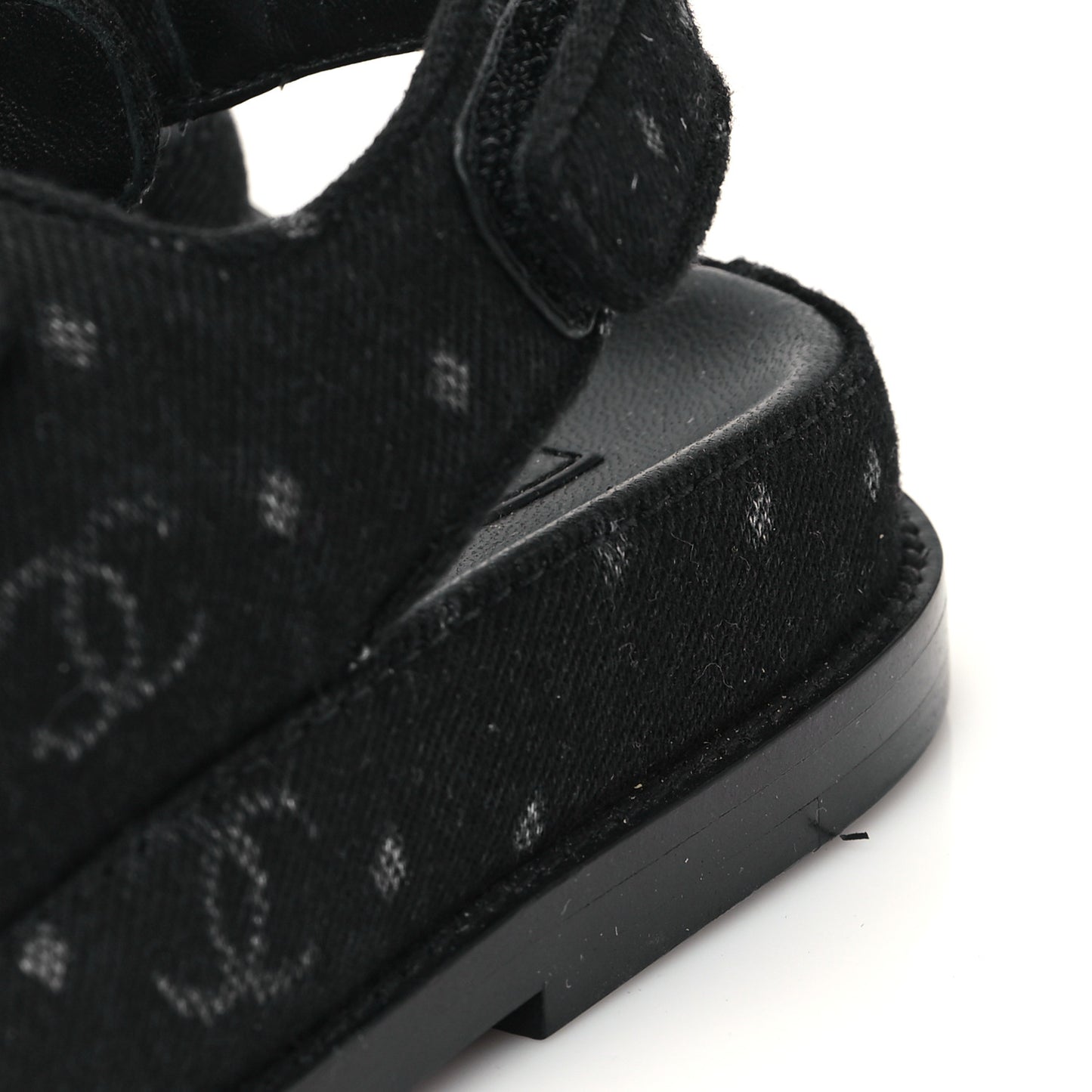 Denim Printed Dad Sandals 38.5 Black